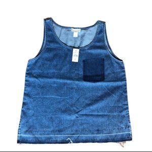 Loft Raw Frayed Hem Lounge Cotton Tank Denim Small Blue Womens Lounge Casual